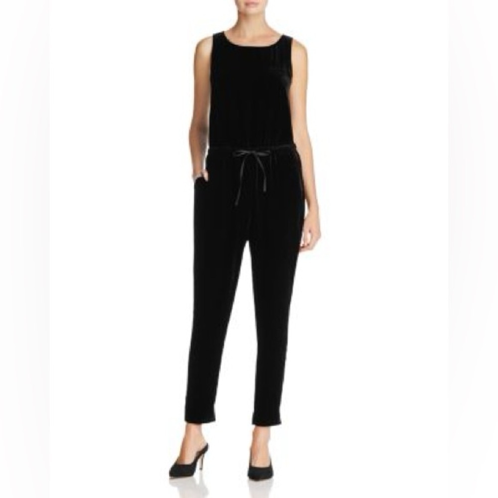 EILEEN FISHER Women’s Black Silk Velvet D/S Slouchy Jumpsuit Sz XS worn Once!